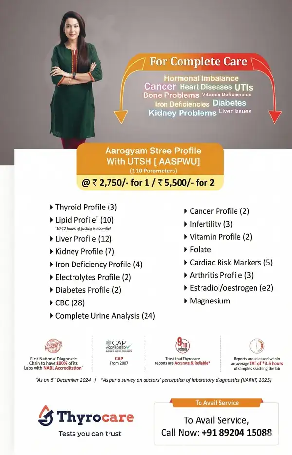 Aarogyam Stree Profile with UTSH Thyrocare package image